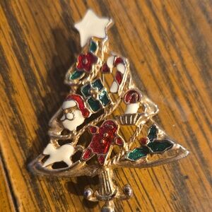 Festive Christmas Tree Brooch